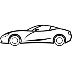 Side View of a Roadster in Outline Format – Clean and Simple Line Art Design
