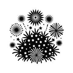 Obraz premium Sky full of fireworks icon silhouette vector with white background