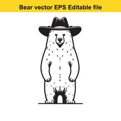 Bear vector wearing western hat