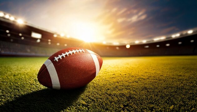 Close up photo of rugby ball with blurred background - Powered by Adobe
