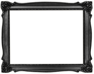 Black wooden frame isolated on white background, including clipping path