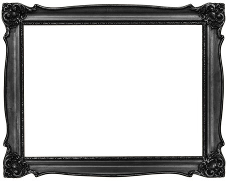 Black wooden frame isolated on white background, including clipping path