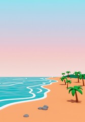 Fototapeta premium Pastel Paradise: Digital Coastline AI Generated