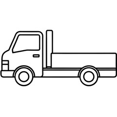 Fototapeta premium Simple Outline of a Flatbed Truck with Cargo Load – Thin Line Art for Transport Concept