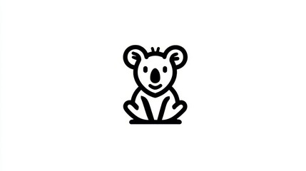 Fototapeta premium Simple black line drawing of a koala.