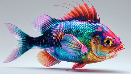 Fototapeta premium Colorful ornamental fish illustration with intricate details and artistic style