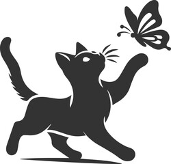 Playful cat vector silhouette