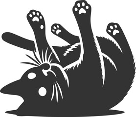 Playful cat vector silhouette
