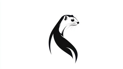 Fototapeta premium Silhouette of a weasel, elegantly stylized.