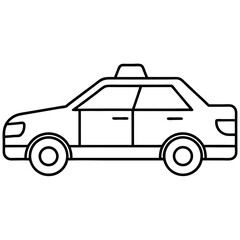 Simple Vector Icon of a Police Patrol Car with Siren on Top – Monochrome Line Art