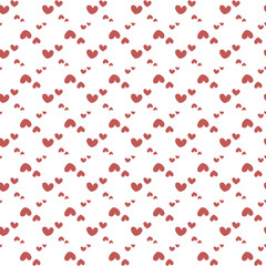 Seamless Pattern of Red Hearts on a White Background 