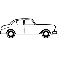 Simple Vintage Car Design – Line Art Vector for Retro Transportation