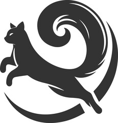 Playful cat vector silhouette