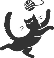 Playful cat vector silhouette