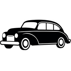 Vintage Car in Thin Line Art – Monochrome Design for Retro Transport