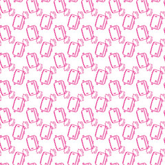 Seamless Pattern of Retro Cameras in Vibrant Pink on White Background