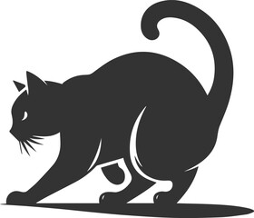 Playful cat vector silhouette