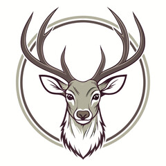 Fototapeta premium Silhouetted deer head with antlers in a circular frame