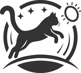 Playful cat vector silhouette