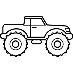 Bold Vector Icon of a Monster Truck – Large Tires and Powerful Design