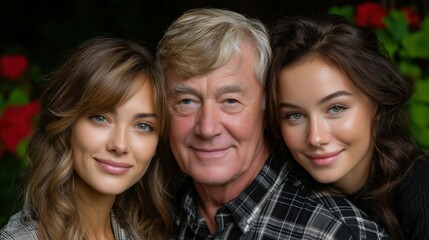 Obraz premium Grandparents with grandkids in summer garden