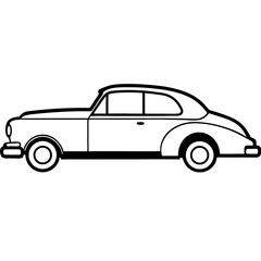 Black Outline of a Vintage Car – Minimal Vector with Classic Feel