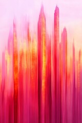 Abstract Cityscape Sunrise Pink Orange Gold Hues