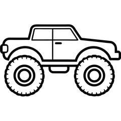 Clean Outline of a Monster Truck – Vector Illustration for Extreme Vehicle Concept