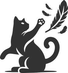 Playful cat vector silhouette
