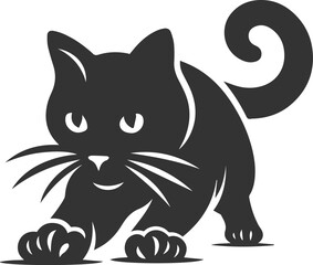 Playful cat vector silhouette