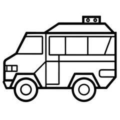 Clean Vector Icon of an Armored Truck – Thin Line Design on White Background
