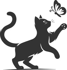 Playful cat vector silhouette
