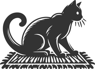 Playful cat vector silhouette