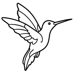 Sleek Hummingbird Outline Vector Design