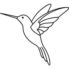 Sleek Hummingbird Outline Vector Design