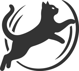 Playful cat vector silhouette