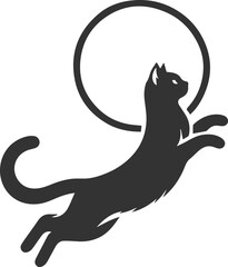 Playful cat vector silhouette
