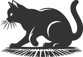 Playful cat vector silhouette