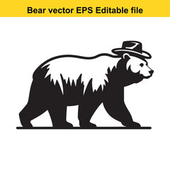 Obraz premium Bear vector wearing western hat