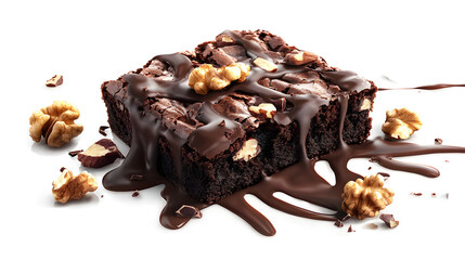 Chocolate brownies with walnuts and melted chocolate
