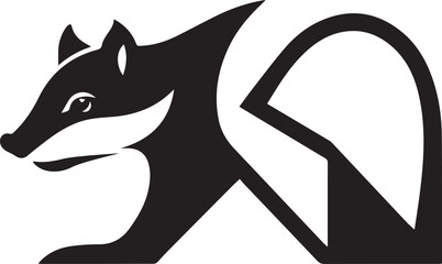 skunk logo design silhouette style vector minimal vector art illustration on a white background
