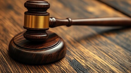 In a courtroom, a wooden gavel symbolizes justice and law, representing authority in legal settings.