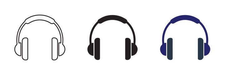 Headphone icon vector illustration. Headphone symbol line, fill, and color icon for graphic and web design collection