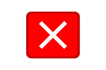 white cancel close cross wrong sign icon on red box for web, apps, website, logo, UI design