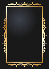 Floral rectangular golden frame. Festive design. Gold border with flowers. Frames vector