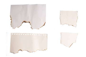 set of burn paper on transparent png