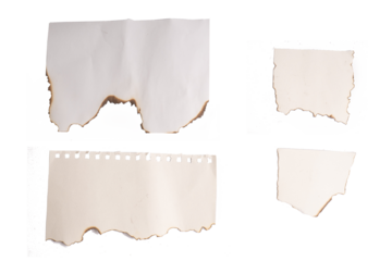 set of burn paper on transparent png