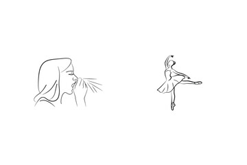 Black Line Drawing Depicting Health And Dance Concepts In Simple Illustration