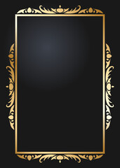 Floral rectangular golden frame. Festive design. Gold border with flowers. Frames vector