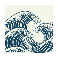 Japanese Inspired Seigaiha Wave Pattern, Golden banana leaf line arts, Hand drawn outline design for fabric, print, cover, banner and invitation, Vector illustration